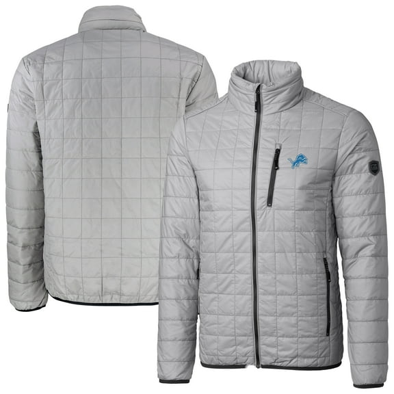 Men's Cutter & Buck Gray Detroit Lions Big & Tall Rainier PrimaLoft Eco Insulated Full-Zip Puffer Jacket