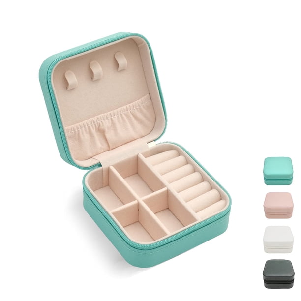 TRODANCE Mini estuche de viaje para joyas, pequeño organizador de joyas de viaje, caja de joyería portátil, mini organizador de almacenamiento de viaje, caja de almacenamiento portátil para anillos, p