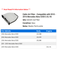 thumbnail image 2 of Cabin Air Filter - Compatible with 2010 - 2016 Mercedes-Benz E350 3.5L V6 2011 2012 2013 2014 2015, 2 of 2