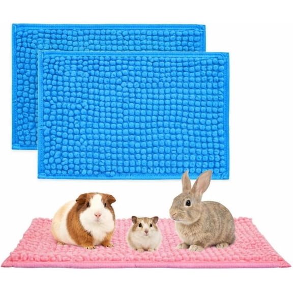 Guinea Pig Cage Liner, Washable Reusable Pee Pad Bedding Mat for Guinea Pig, Rabbit & Small Animals, Soft Cage Bedding Training Pad (2 Pcs Blue)