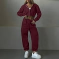 thumbnail image 4 of Women's Cropped Zip Hoodie & Wide Leg Sweatpants Set - Drawstring Hooded Workout Outfit | High Waisted Pocket Pants Casual Streetwear, 4 of 8