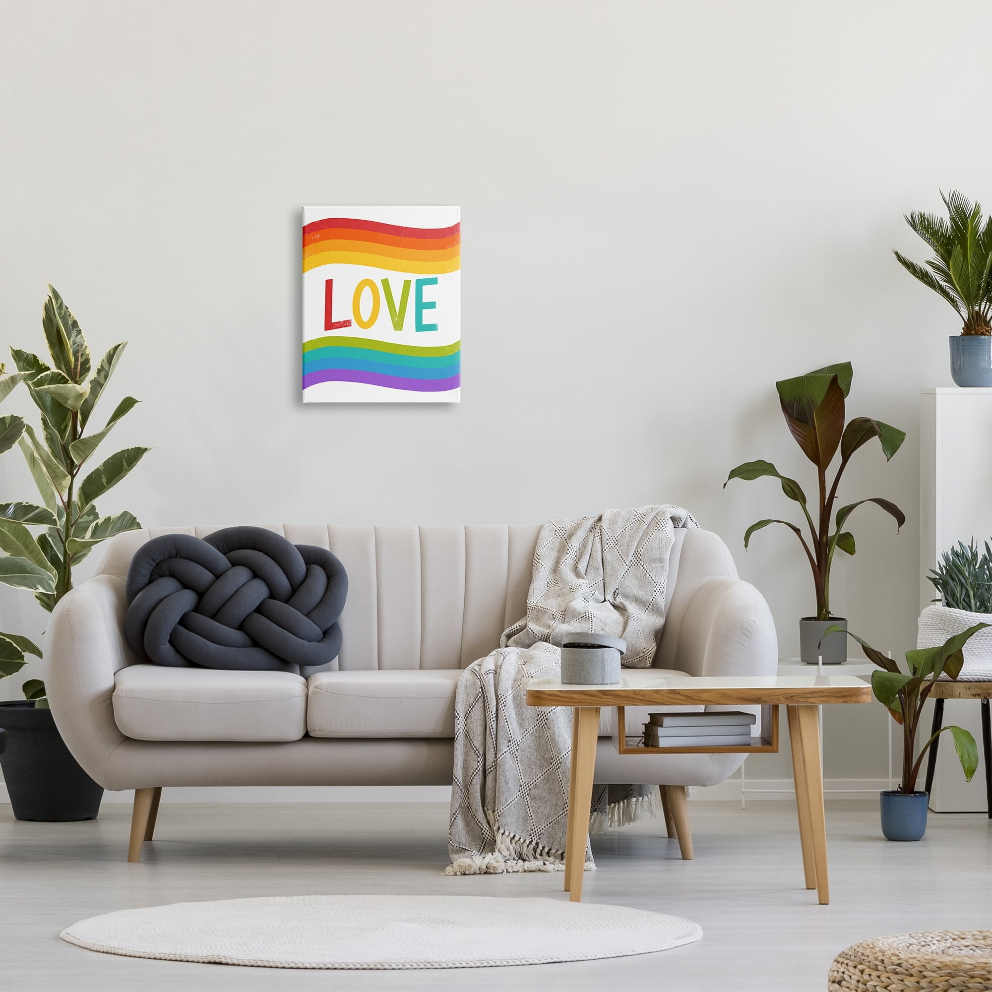 Stupell Industries Rainbow Love Pride Stripes Holiday Painting Gallery Wrapped Canvas Print Wall Art