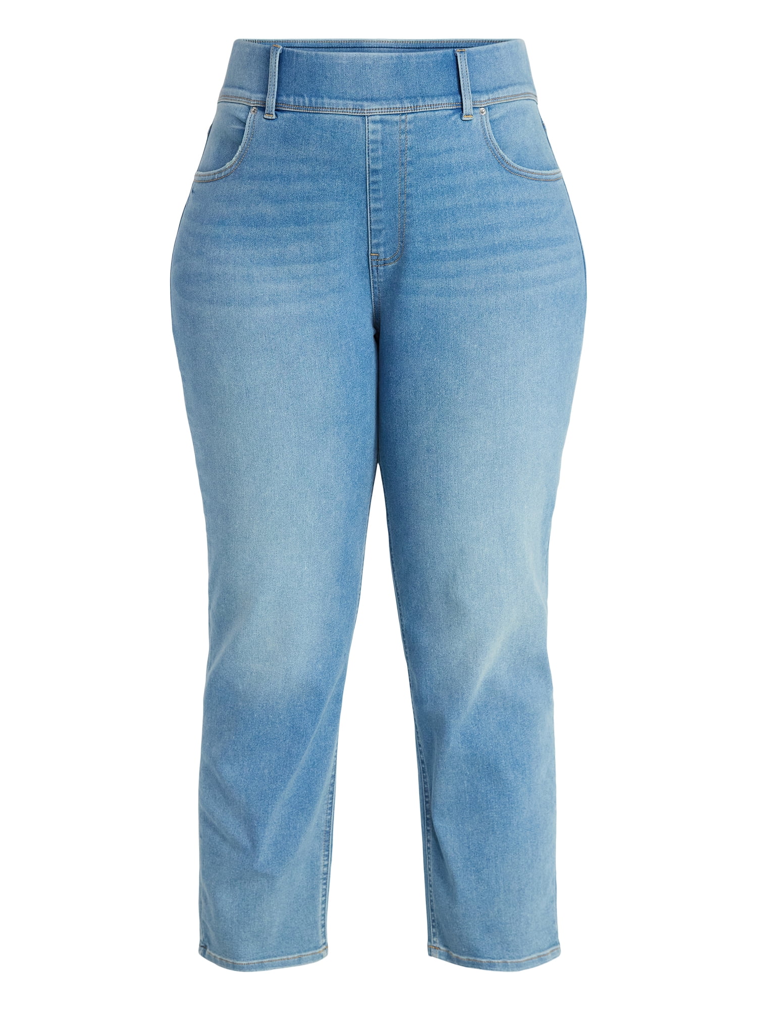 Terra & Sky Women's Plus Size Pull On High Rise Straight Leg Jeggings, 29" Inseam, Sizes 0X-4X