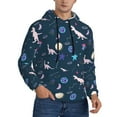thumbnail image 2 of Wukai Space Dinosaur Print Men Hoodies Fleece Sweatshirts Long Sleeve Sweaters Pullover Fall Outfits Winter Clothes-4X-Large, 2 of 7