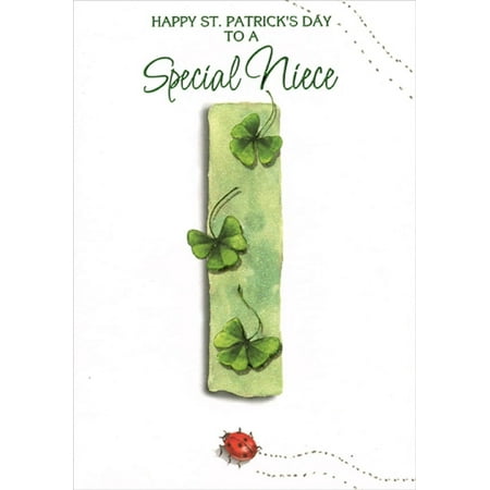 Designer Greetings Ladybug and Three Shamrocks St. Patrick's Day Card for Niece