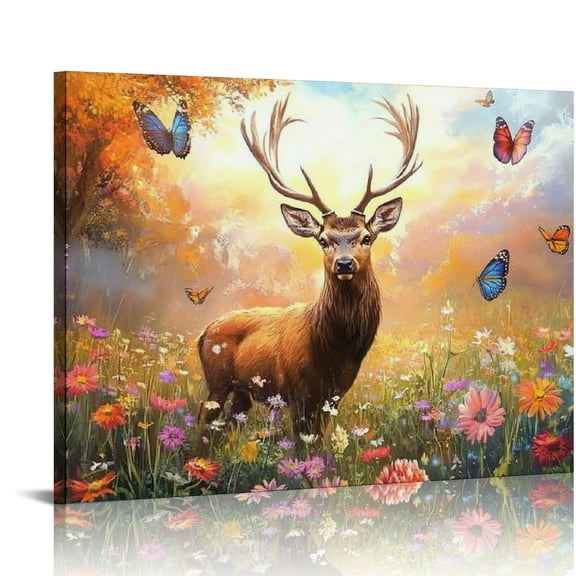 Patifu Deer Pictures Wall Decor Fall Canvas Wall Art for Living Room Kitchen Bedroom Bathroom Office and Hallway Wall Decor  20x16in