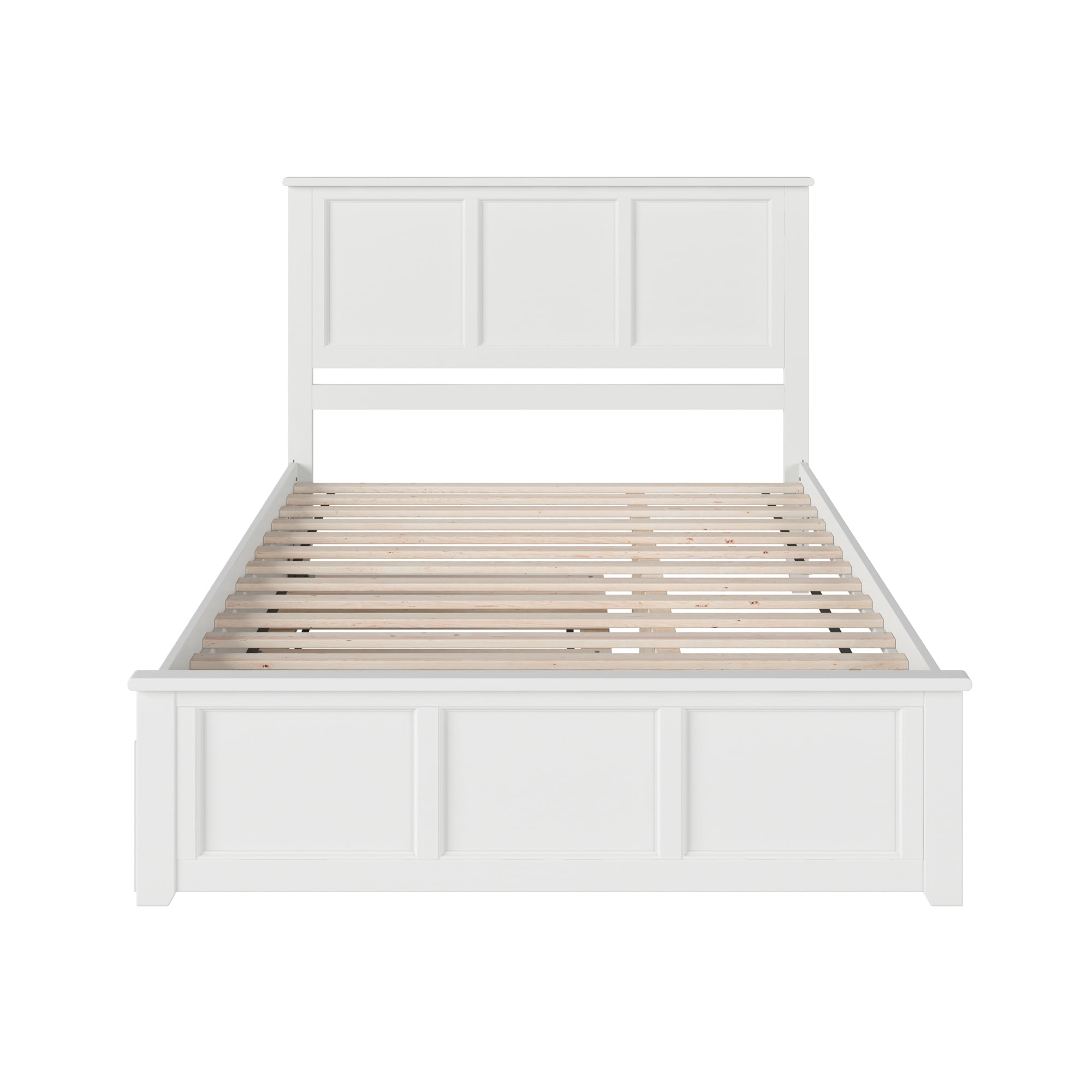 AFI Madison Queen Platform Bed with Wood Headboard Footboard & Twin XL Trundle, White