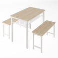thumbnail image 4 of HSUNNS 3-Piece Dining Table Set, Dining Table Kitchen Table and Bench for 4 Dining Room Table with Storage for Small Spaces, Table with Chairs Home Furniture Rectangular Modern, Beige, 4 of 9