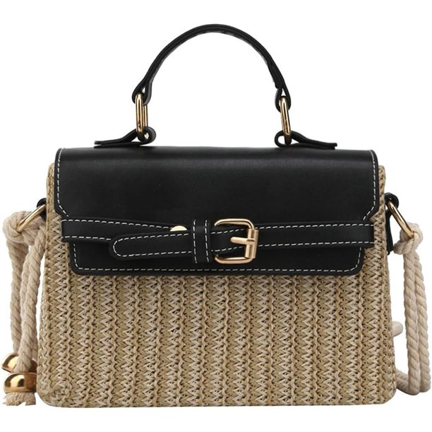 LHSHIDU Straw Shoulder Bag for Women 2025 Stylish Summer Top Handle Bag Woven Vacation Beach Crossbody Handbag Purse