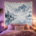 thumbnail image 2 of Misty Snow-Dusted Peaks Reflected in Calm Lake, Serene Japanese Inspired for Nature Lovers, Mountain Landscape Decor, Housewarming Gift, Tapestry Wall Hanging for Bedroom and Living Room, 2 of 7