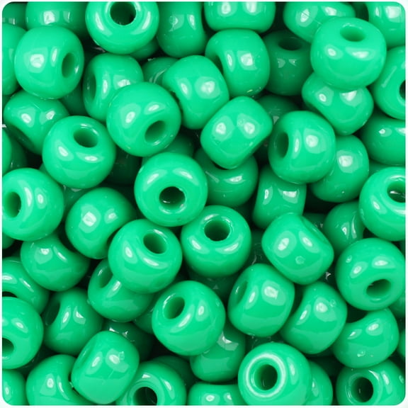 BeadTin Green Opaque 11mm Large Barrel Pony Beads (250pcs)