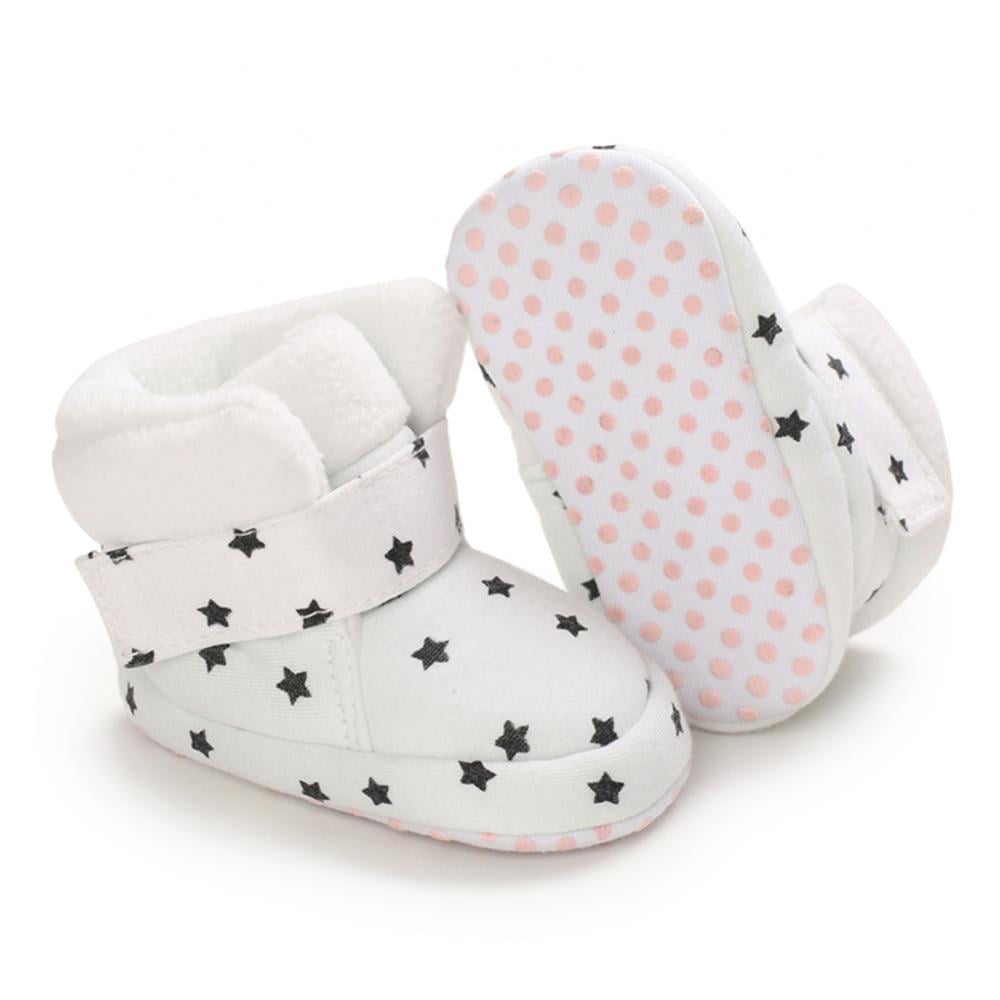 HsdsBebe Unisex Newborn Baby Cotton Booties Non-Slip Sole for Toddler Boys Girls Infant Winter Warm Fleece Cozy Socks Shoes 