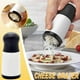 thumbnail image 1 of Rallador de queso rotativo de mano Cortador de queso de alta resistencia | ABS Acero Inoxidable | Mango suave al tacto | Top extraíble | Cuchillas finas/gruesas | Ralladura Parmesano, Cheddar, 1 of 9
