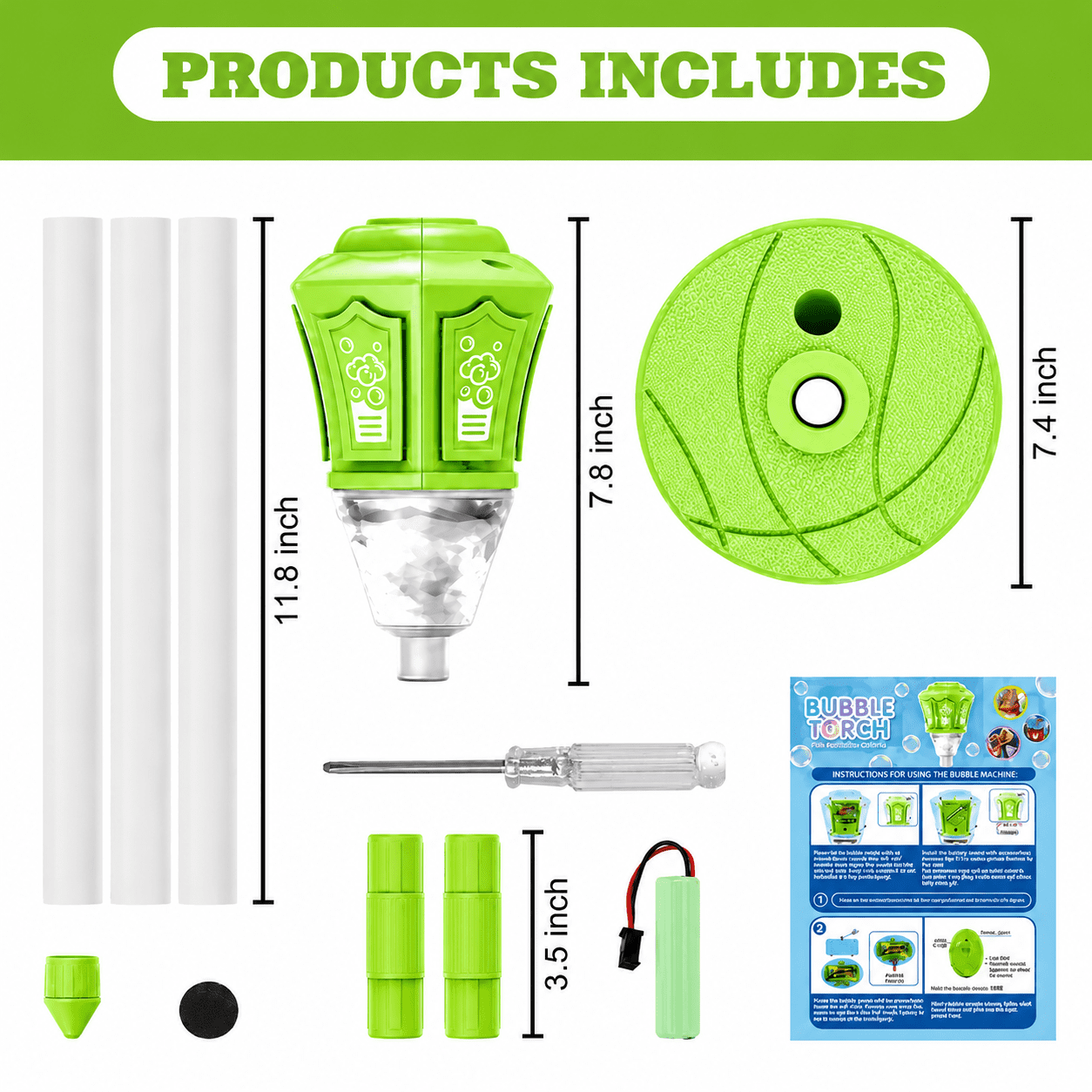 Street Lamp Bubble Machine, 2026 New Automatic Bubble Machine Stand with Light Music, Adjustable Standing Bubble Maker Blower Torch-Shaped for Outdoor Party Birthday Wedding (Green)