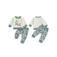 thumbnail image 2 of Miaouyo Toddler Baby Boy Girl 2Pcs Fall Outfits 3 6 12 18 24 Months 2T 3T Long Sleeve Round Neck Duck Embroidery Sweatshirt + Pants Clothes Set, 2 of 9