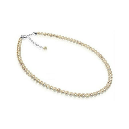 - Gem Avenue 925 Sterling Silver White Freshwater Pearl Single Strand Necklace