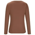 thumbnail image 2 of Fengqque Women Long Sleeve Shirts V Neck T Shirts Casual thermal Tops Slim Fit Basic Tight Tees Going Out Top Brown XS(XS), 2 of 7