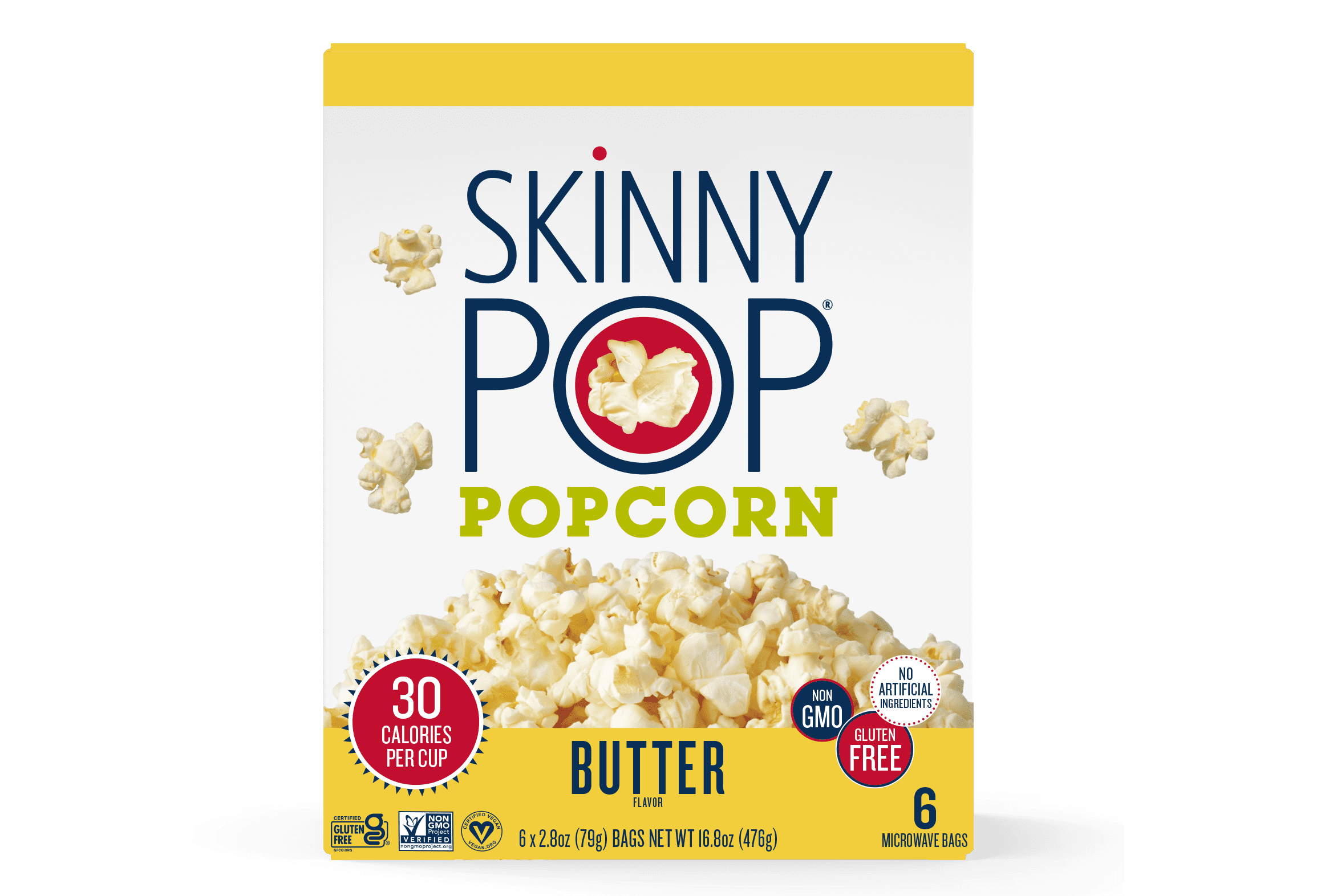 SkinnyPop Brandclub SkinnyPop Gluten Free Butter Microwave Popcorn 2.8 oz 6 Count