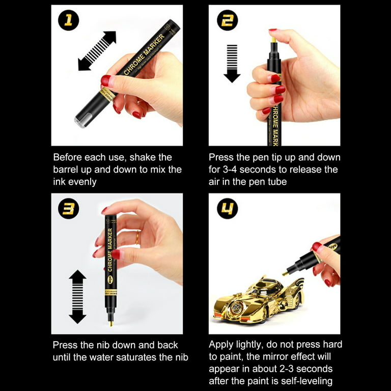 BetterZ Marker Pen Waterproof High-gloss DIY Supplies Liquid Chrome Paint  Pen for Model Bronze A 