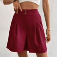 thumbnail image 5 of SWSMCLT Women's Above Knee Length Shorts Boyleg Comfy Elastic Band Slash Pocket Billowy Casual Shorts Bunched Burgundy Large, 5 of 5