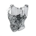 thumbnail image 3 of Womens Vintage Overbust Corsets Retro Floral Shapewear Bustier Corset Tops Lace Up Renaissance Body Shaper Gray, XXL, 3 of 4