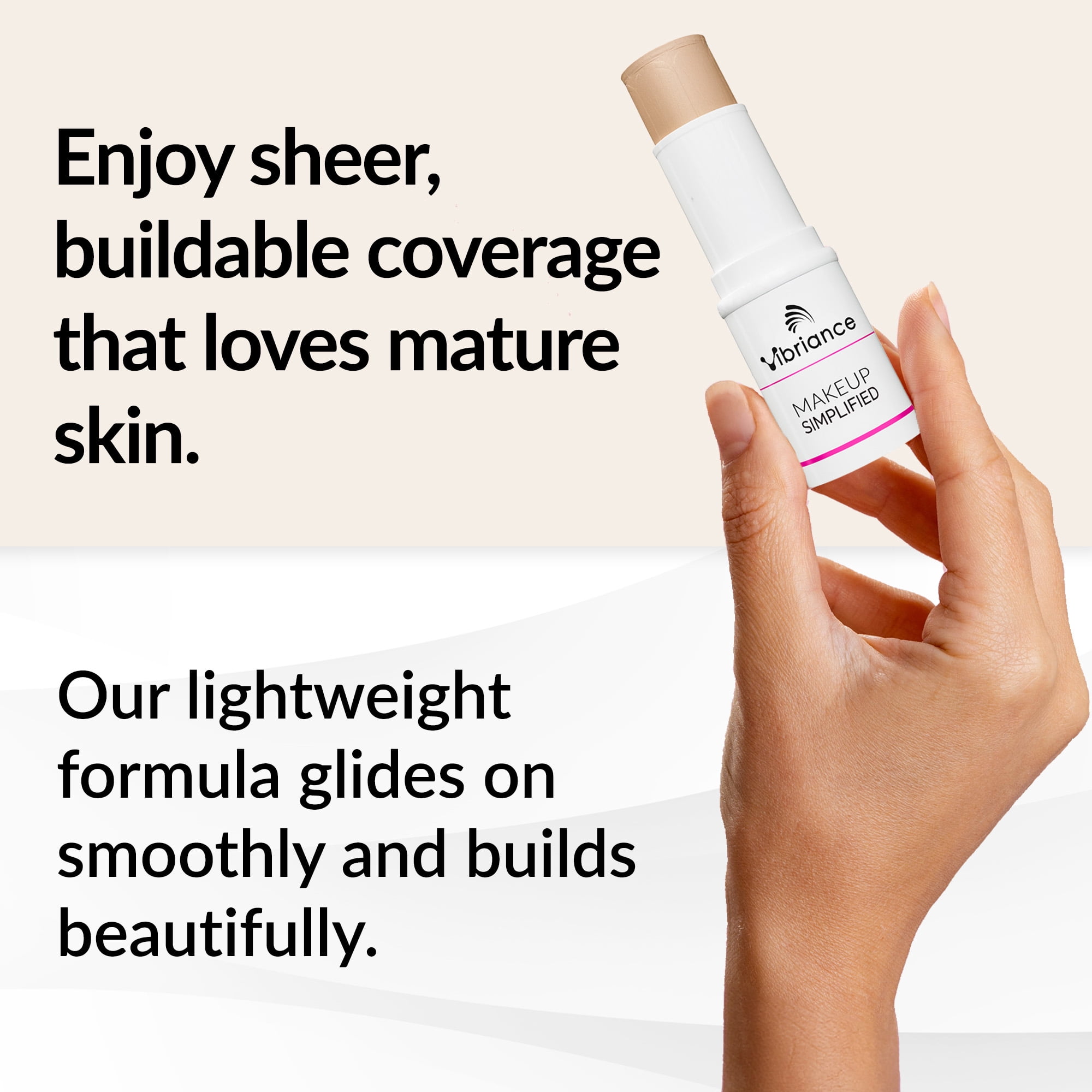 Vibriance Complexion Sticks - Foundation for Mature Skin - Sheer, Buildable Coverage Face Makeup Foundation for Older Women - 3-in-1 Base, Contour, Concealer - Natural Beige