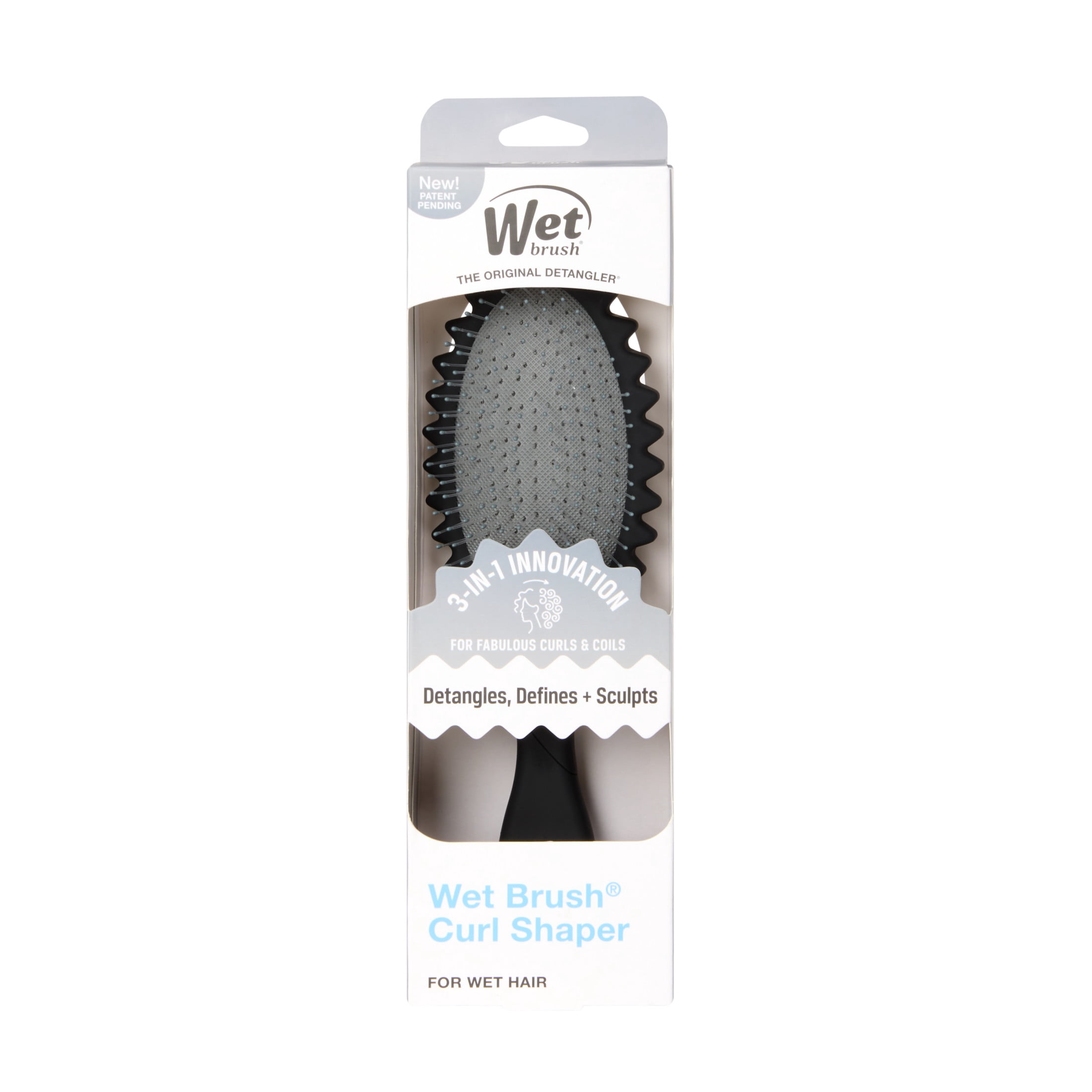 Wet Brush Curl Shaper Detangling Brush for Curly Hair with IntelliFlex Bristles - Black