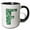 Black/White, variant on 3drose, Cute Green Four Leaf Clover Curly Cue Monogram Initial F, 11oz Two-tone Blue Mug