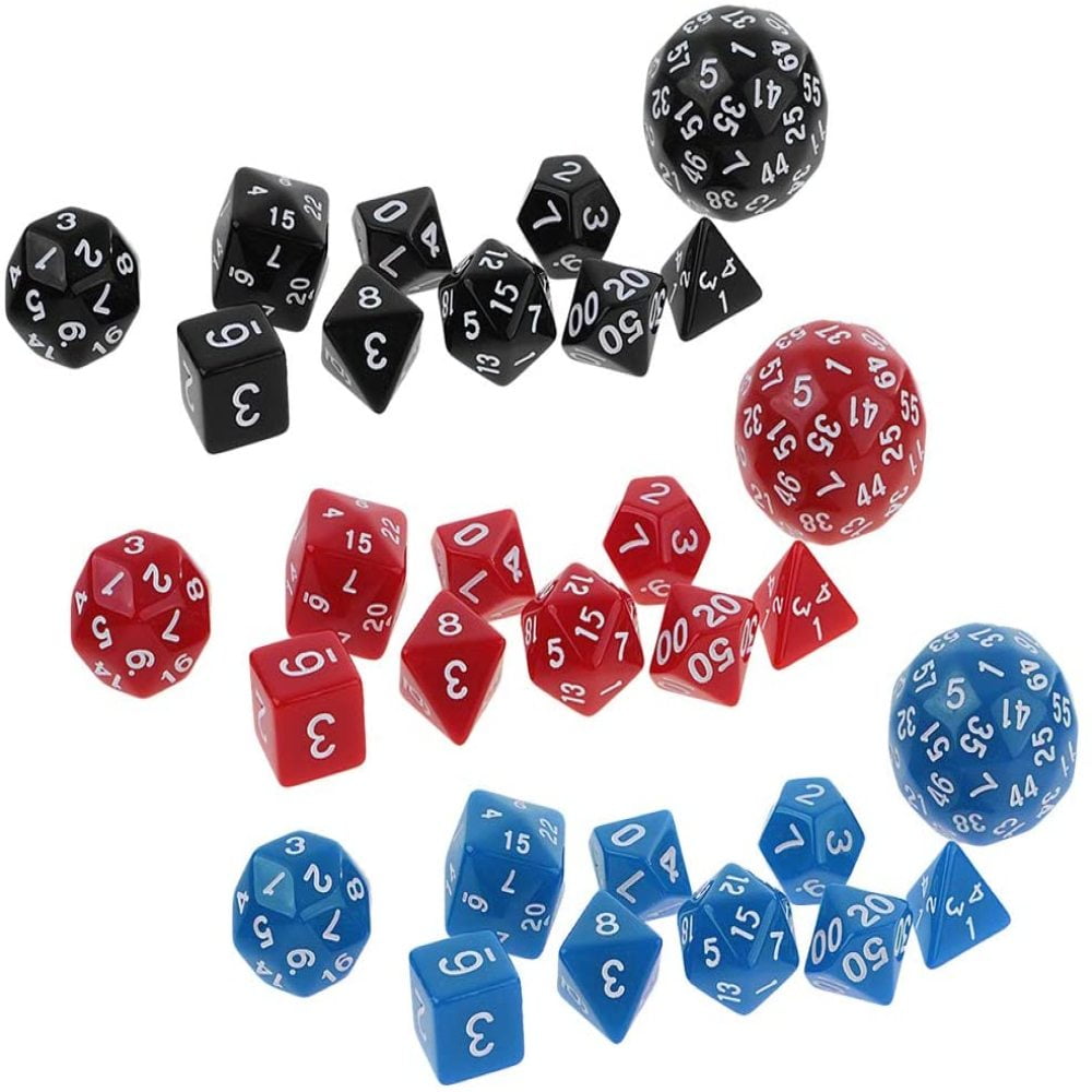 White Black Acrylic Multi Dice D4-D30 Die for DND Role Play Casino Toy 