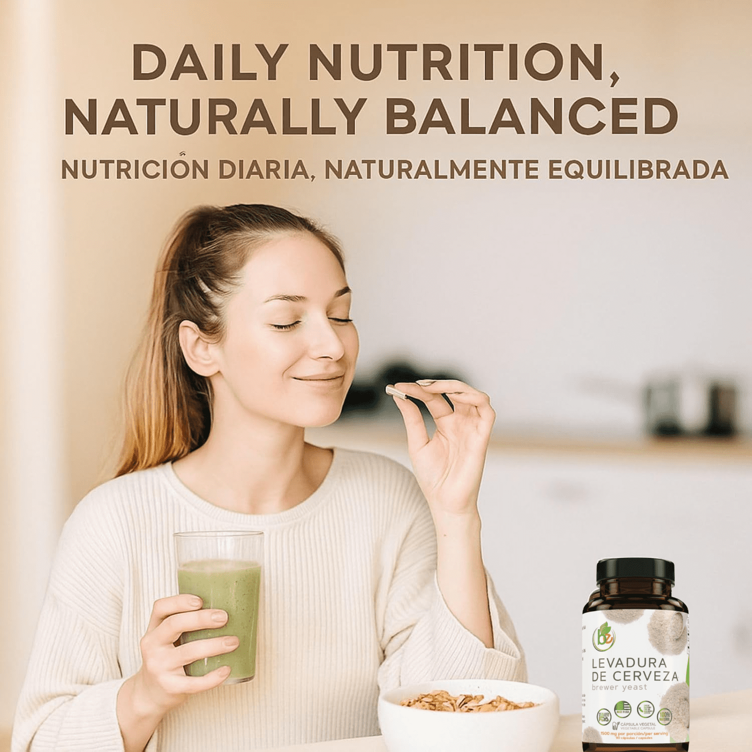 Levadura De Cerveza (Brewer’s Yeast Capsules) – 1500 mg Per Serving, 90 Veggie Caps – 100% Natural, Made in USA – Nutrient-Rich Superfood for Digestive & Immune Support | Dietary Supplement