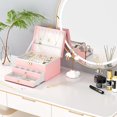 thumbnail image 5 of Jewelry Box,3 Drawer Jewelry Holder Organizer, Jewelry Boxes & Organizers with Earring Organizer, Jewelry Holder Box, Pink Jewelry Organizer Box for Jewelry Storage, Birthday Gifts for Mom, 5 of 6