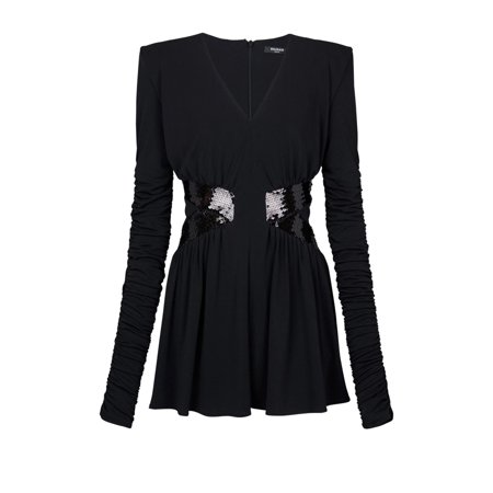 Sequin-embellished V-neck Mini Dress