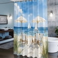 thumbnail image 3 of Summer Vacation Shower Curtains for Bathroom, Watercolor Beach Chair Grass Washable Fabric Shower Curtain with Hooks Waterproof Bathroom Decor Sets, 72 x 84 Inches, 3 of 9