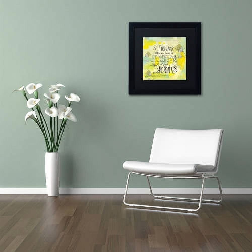Trademark Fine Art "Blooms Quote" Canvas Art by Elizabeth Caldwell, Black Matte, Black Frame