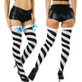 thumbnail image 2 of ToBeInStyle Women's Diagonal Striped w/ Bow Thigh High - As Shown - One Size, 2 of 7