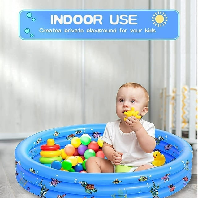SHENMO Children's Pool,(Blue)Round Inflatable Pool,100x35cm Inflatable Paddling Pool,Swimming Pool Paddling Pool,Round Paddling Pool,Children's Inflatable Pool,Indoor and Outdoor Childr