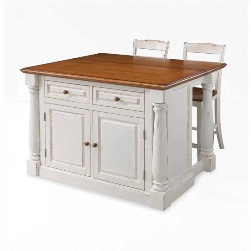 Bowery Hill Kitchen Island With Two, Bowery Hill Large Oak Wrap Around Home Bark