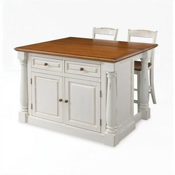Bowery Hill Kitchen Island With Two, Distressed Kitchen Island