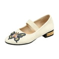 thumbnail image 2 of Willtoo Women's Fashion Butterfly Pointed Toe Embroidered Mary Jane Shoes Casual Low Heel Shoes, 2 of 6