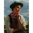 thumbnail image 2 of Emil Rau 12x14 Gold Ornate Wood Frame and Double Matted Museum Art Print Titled - Girl in Traditional Costume in an Alpine Landscape, 2 of 4