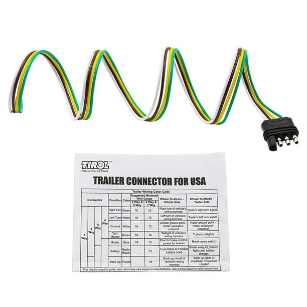 Yinanstore Flat Trailer Wire Harness Extension Connector Plug With 36'' Cable - Us Other 960mm