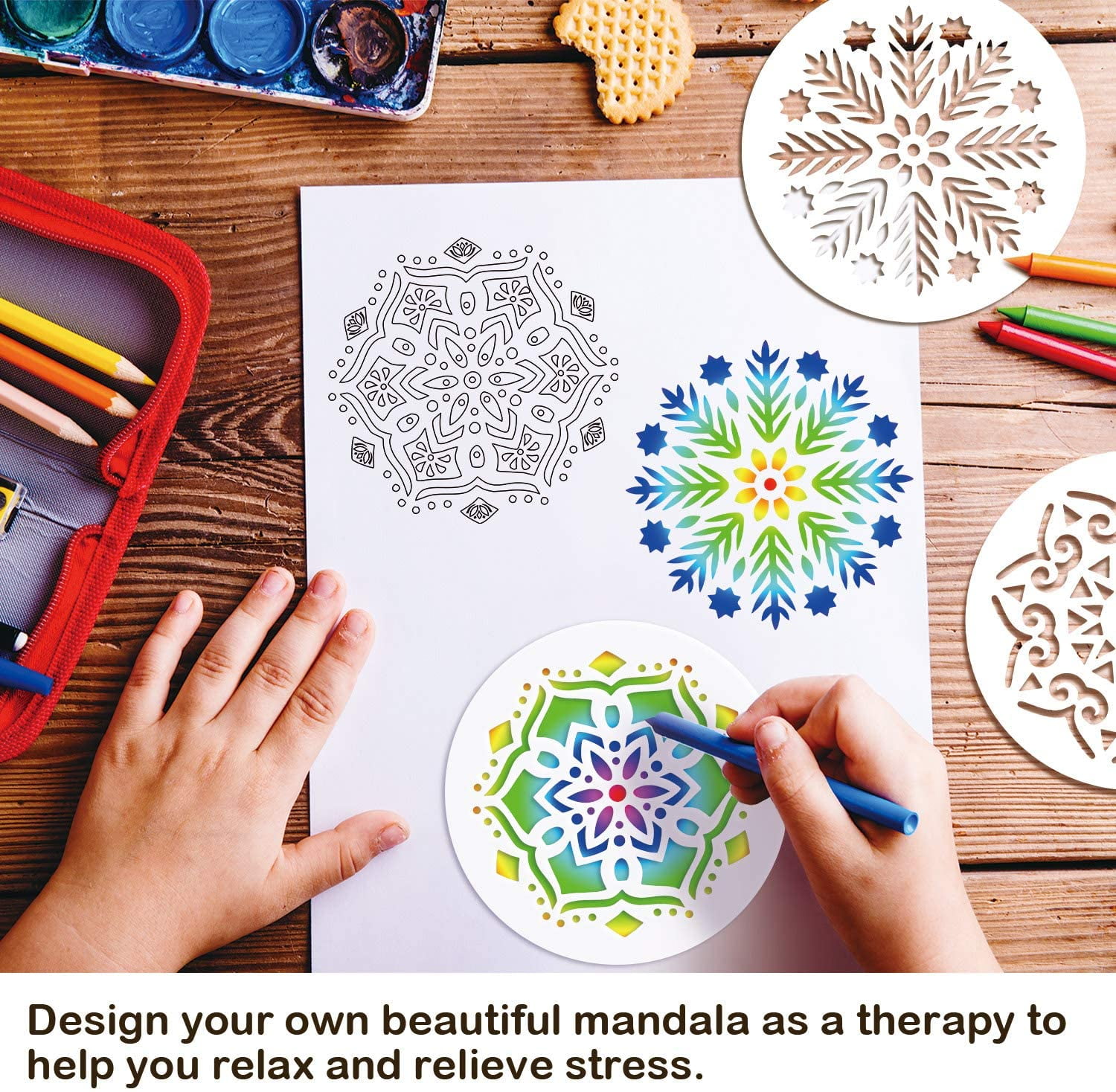 Stencil Mandala, Magic Paint, riutilizzabile, 28,5x28,5 per i