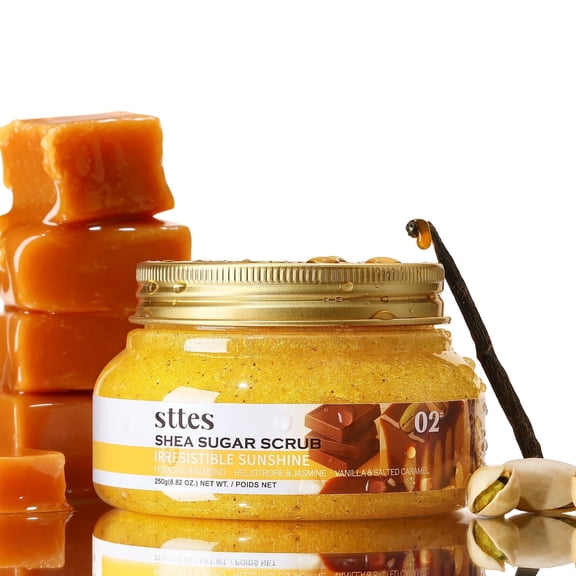 Sttes Shea Sugar Body Scrub 02 Irresistible Sunshine, Pistachio & Salted Caramel Scent, 250g