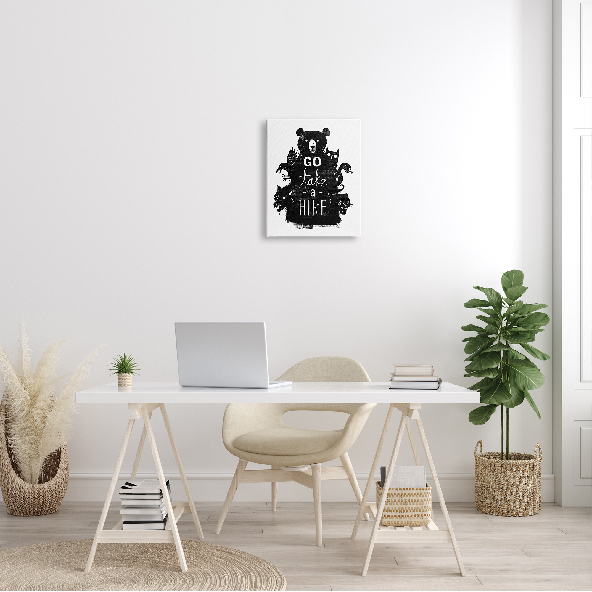 Stupell Industries Take a Hike Typography Wildlife Silhouette Black Bear Canvas Wall Art, 16 x 20, Design by Michael Buxton