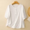 thumbnail image 2 of Tops de encaje para mujer,Blusa informal de poliéster con mangas 3/4 y cuello redondo para mujer, ideal para uso diario y en casa, sopatenor, 2 of 9