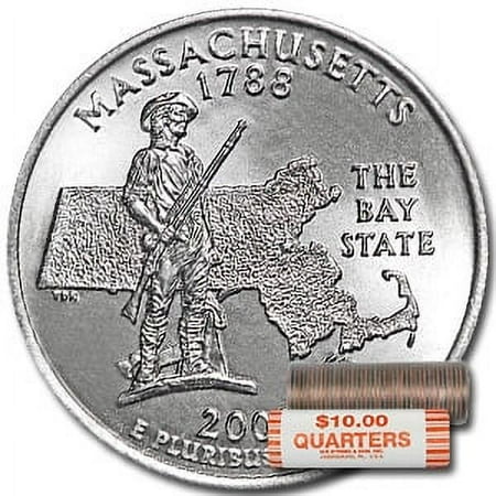 2000-D Massachusetts Statehood Quarter 40-Coin Roll BU