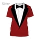 thumbnail image 3 of Ropa divertida para hombre, esmoquin con personalidad, traje de corbata retro, camisetas gráficas, traje falso de moda, camisetas casuales de manga corta para fiesta para hombre, 3 of 5