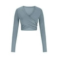 thumbnail image 6 of Trendy Criss Cross Long Sleeve Crop Top Womens Sexy Cut Out Slim Fitted Going Out Y2K Tops Casual Basic Shirts Tee, 6 of 8