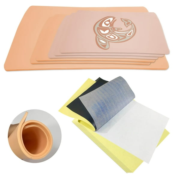 16pcs Tattoo Fake Skin with Transfer Paper, CNYMANY 6 pcs A4/A5 Tattoo Practice Skin 1MM/3MM and 10 pcs Tattoo Stencil Paper for Tattoo Starter Kit for Tattoo Beginners or Artists