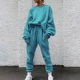 thumbnail image 4 of BLOCLOALO 2 Piece Lounge Set Long Sleeve Pullover Sweatshirts Solid Color Sweater Casual Suit Sportswear Trousers Sweatpants and Sweatshirt Set Pullover Crewneck Sweaters Comfortable Sets Sky Blue Xxl, 4 of 4